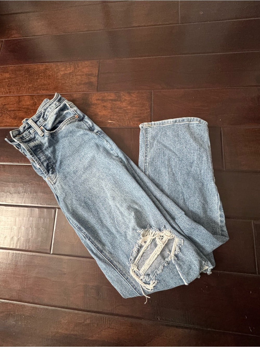 Distressed Straight-Leg Jeans